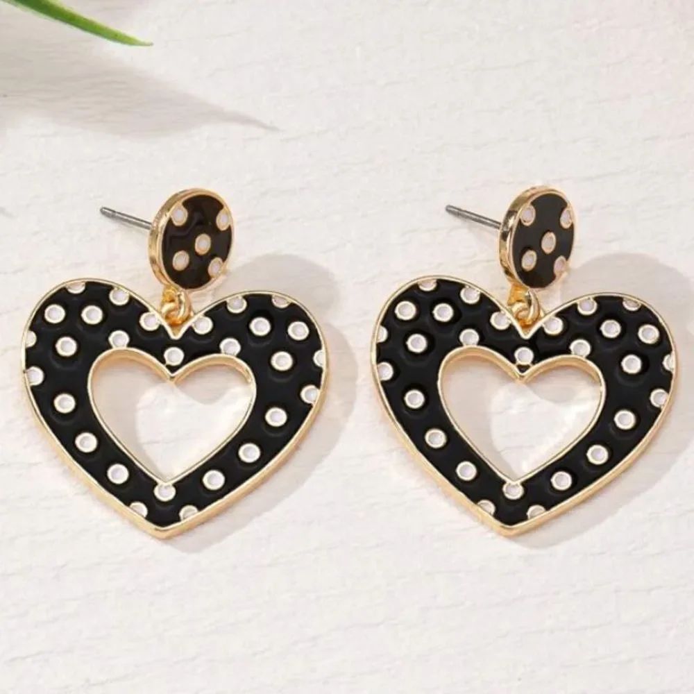 3for$20 1 Pair Ins Sweet Cute Metal Heart Shaped Pendant Earrings,